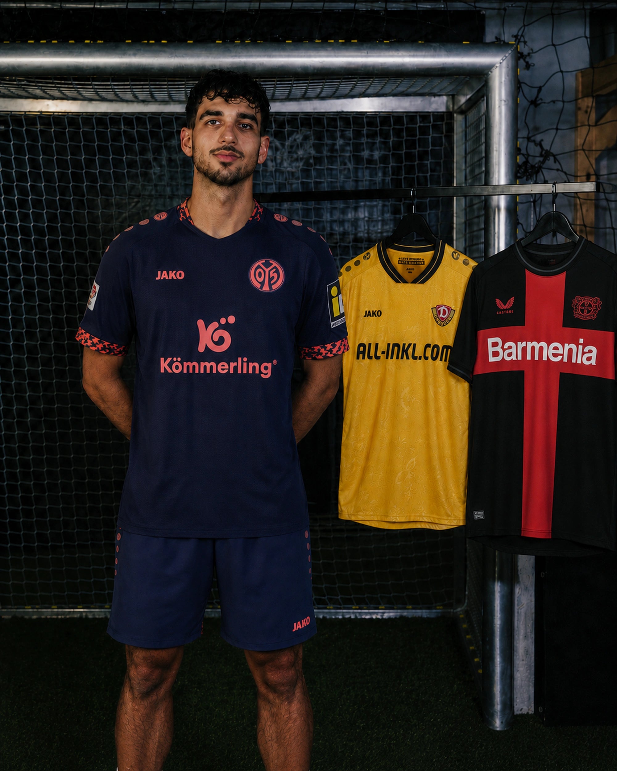 Bundesliga Mystery Box mit Fußballtrikots von Mainz 05, Dynamo Dresden und Bayer Leverkusen
