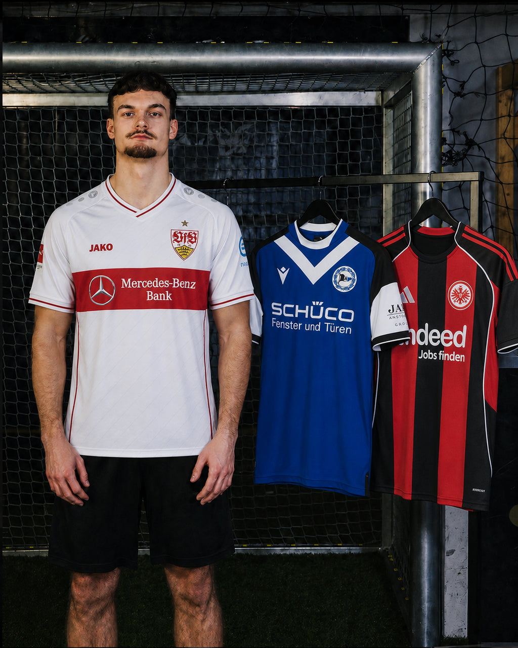 Bundesliga Mystery Box mit Fußballtrikots von VfB Stuttgart, Arminia Bielefeld und Eintracht Frankfurt