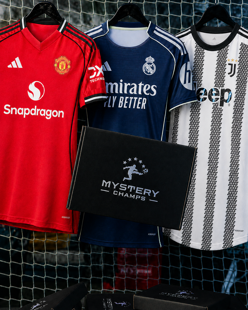 Damen Trikot Mystery Box mit Manchester United, Real Madrid und Juventus Trikots von Mystery Champs